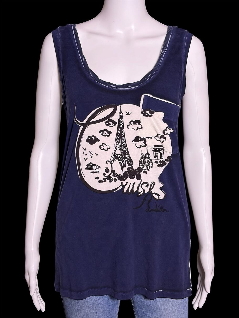 Archival Louis Vuitton 2012 Marc Jacob Cruise Paris Eiffel Tower Pocket Tank Top